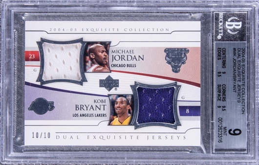 2004-05 UD "Exquisite Collection" Dual Exquisite Jerseys #MK Michael Jordan/Kobe Bryant Game Used Patch Card (#10/10) - BGS MINT 9